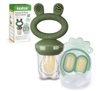 Haakaa Bebé Comedero de Frutas & Combo de mini bandejas, Moldes para Paletas de Leche Materna, Alimentador de Silicona Libre de BPA para la Auto Alimentación Segura del Bebé, 4 Meses+ -Verde oliva
