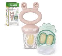 Haakaa Bebé Comedero de Frutas & Combo de mini bandejas, Moldes para Paletas de Leche Materna, Alimentador de Silicona Libre de BPA para la Auto Alimentación Segura del Bebé, 4 Meses+ -Colorete