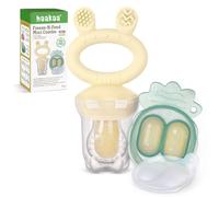 Haakaa Bebé Comedero de Frutas & Combo de mini bandejas, Moldes para Paletas de Leche Materna, Alimentador de Silicona Libre de BPA para la Auto Alimentación Segura del Bebé, 4 Meses+ -Avena