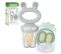 Haakaa Bebé Comedero de Frutas & Combo de mini bandejas, Moldes para Paletas de Leche Materna, Alimentador de Silicona Libre de BPA para la Auto Alimentación Segura del Bebé, 4 Meses+ -Gris