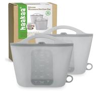 Haakaa Bolsas de Silicona para Esterilización al Vapor en Microondas - Reutilizables para Biberones, Extractores de Leche, Chupetes y Tetinas - Ideal para Hogar y Viajes (1500ml, Unidad, 2)