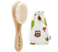 haakaa Cepillo para El Cabello del Bebé, con Mango de Madera y Cerdas de Cabra Súper Suaves, para Recién Nacidos y Niños Pequeños