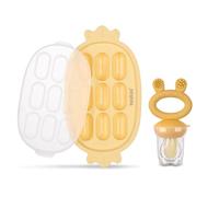 Haakaa Comedero de frutas para bebés y bandeja de silicona para picar - Molde de paletas de leche materna para alivio de enfriamiento del bebé, alimentador de malla para bebé sin BPA para