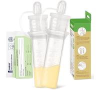 haakaa Juego de colector de calostro de silicona y recogedor de leche, sin BPA, reutilizable, con paño de limpieza de algodón, pegatinas de etiquetas y caja de almacenamiento, 4 ml/2 unidades