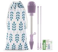 Haakaa Kit de cepillo de limpieza multifuncional de silicona (lavanda) - Cepillo de biberón para extractores de leche, colector de leche materna, biberones, pezones, bolsas de almacenamiento de leche