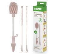 Haakaa Kit de cepillos de Limpieza de Silicona - Cepillos de Limpieza para el hogar para Botellas y hendiduras - Silicona de Grado alimenticio: Apto para lavavajillas (Kit-Blush)