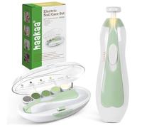 haakaa Lima de uñas eléctrica para bebé, juego de cuidado de uñas con luz LED, cortaúñas para recién nacidos/bebés/adultos, dedos de los pies y uñas, 6 cabezales de repuesto adicionales y estuche de