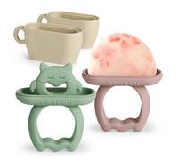 Haakaa Moldes para Polos Chilly Monster - Silicona para Polos de Leche Materna, Alivio de Dentición para Bebés, Libre de BPA, Ideal para Leche Congelada y Helados, Bebés 6M+ (Rosa + Verde Guisante)