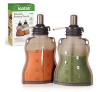 Haakaa Silicona Sacos de alimentos para bebés - Bolsas reutilizables para alimentos para bebés a presión,Gris, paquete de 2
