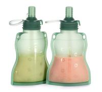 Haakaa Silicona Sacos de alimentos para bebés - Bolsas reutilizables para alimentos para bebés a presión,Verde, paquete de 2