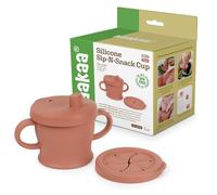 haakaa | Taza de silicona para líquido y snack | Dos tapas intercambiables que transforman en un vaso con boquilla o en un contenedor de snacks a prueba de derrames