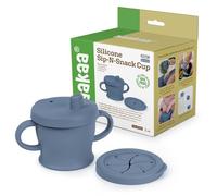 haakaa Taza Sip-N-Snack de silicona, taza Sippy y contenedor Snack para niños 2 en 1 a prueba de gotas, taza de silicona alimentaria sin BPA para niños a partir de 6 meses (azul)