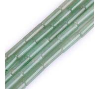 HAAMIIQII 28pcs 4x13 mm columna de perlas de aventurina verde natural joyería de perlas de piedras preciosas sueltas para hacer collar de pulsera de bricolaje