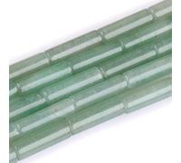 HAAMIIQII 28pcs 4x13 mm columna de perlas de aventurina verde natural joyería de perlas de piedras preciosas sueltas para hacer collar de pulsera de bricolaje