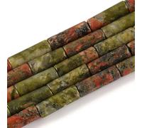 HAAMIIQII 28pcs 4x13 mm natural unakite jaspe Pearl tube flexibilización joyas de perlas de piedras preciosas para hacer collar de pulsera bricolaje