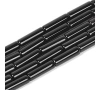 HAAMIIQII 28pcs 4x13 mm perlas de ágata negra natural tubos cilíndricos joyas de perlas de piedras preciosas sueltas para hacer collar de pulsera de bricolaje