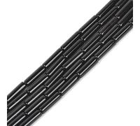 HAAMIIQII 28pcs 4x13 mm perlas de ágata negra natural tubos cilíndricos joyas de perlas de piedras preciosas sueltas para hacer collar de pulsera de bricolaje