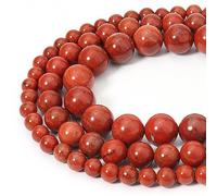 HAAMIIQII 35 cuentas de 10 mm de jaspe rojo natural redondo, cuentas sueltas de piedra preciosa auténtica de energía, cuentas de piedra genuinas para hacer joyas, pulseras y collares de bricolaje