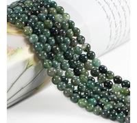 HAAMIIQII 35 cuentas de ágata de musgo natural de 10 mm joyas redondas de cuentas de piedras preciosas sueltas para hacer collar de pulsera DIY