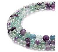 HAAMIIQII 35 cuentas de cristal de fluorita natural de 10 mm joyas redondas de cuentas de joya sueltas para hacer collar de pulsera DIY