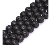 HAAMIIQII 35 cuentas de lava volcánica negras naturales de 10 mm joyas redondas de cuentas de piedras preciosas sueltas para hacer collar de pulsera DIY