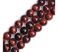 HAAMIIQII 35 ojos de tigre rojos naturales de 10 mm joyas redondas de perlas de diamante sueltas para hacer collar de pulsera de bricolaje