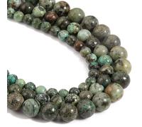 HAAMIIQII 35 perlas naturales de turquesa Africana de 10 mm joyas redondas de perlas de turquesa sueltas para hacer collar de pulsera DIY