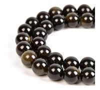 HAAMIIQII 35pcs 10 mm Cuentas de Piedras Preciosas Negras Naturales Redondas y Sueltas para Hacer Collar de Pulsera DIY