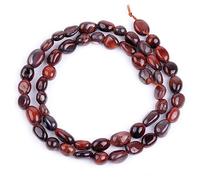 HAAMIIQII 45pcs 5-8 mm cuentas de piedra de ojos de tigre rojos naturales irregulares hechas de joyas de cuentas de piedra de diamante redondas y relajadas de estilo libre