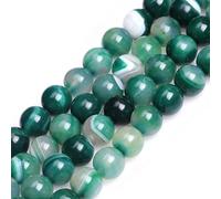 HAAMIIQII 45pcs 8 mm abalorios de ágata a rayas verdes naturales joyas redondas de cuentas de piedras preciosas sueltas para hacer collar de pulsera DIY