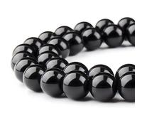 HAAMIIQII 45pcs 8 mm Ágata Negra Natural Perlas Redondas y Sueltas para Hacer Collar de Pulsera DIY - Joyas de Piedras Preciosas