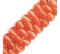 HAAMIIQII 45pcs 8 mm cuentas de ojos de gato naranjas redondas pulidas cuentas de piedras preciosas sueltas para joyas para hacer collares de pulsera bricolaje