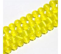 HAAMIIQII 45pcs 8 mm ojos de gato amarillos, pulidos redondos, joyas de perlas de piedras preciosas sueltas para hacer collar de pulsera DIY