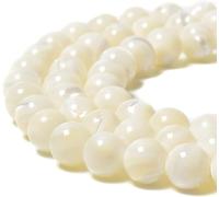 HAAMIIQII 45pcs 8 mm perlas blancas naturales cuentas de Concha madre perlas redondas y sueltas joyas de perlas de piedras preciosas para hacer collar de pulsera bricolaje