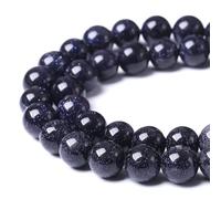 HAAMIIQII 45pcs 8 mm perlas de arenisca azul natural perlas redondas y sueltas joyas de perlas de piedra preciosa para hacer collar de pulsera de bricolaje