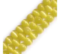 HAAMIIQII 60 cuentas amarillas de ojos de gato de 6 mm cuentas redondas de piedras preciosas sueltas para joyas para hacer collares de pulsera DIY