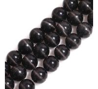 HAAMIIQII 60 cuentas de ojos de gato negros de 6 mm cuentas redondas de piedras preciosas sueltas para joyas para hacer collares de pulsera DIY
