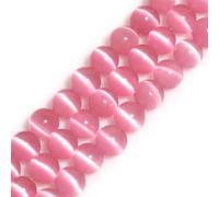 HAAMIIQII 60 cuentas de ojos de gato rosas de 6 mm cuentas redondas de piedras preciosas sueltas para joyas para hacer collares de pulsera DIY