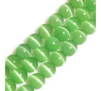 HAAMIIQII 60 cuentas de ojos de gato verde claro de 6 mm cuentas redondas de piedras preciosas sueltas para joyas para hacer collares de pulsera DIY