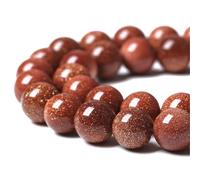 HAAMIIQII 60 perlas naturales de arenisca dorada de 6 mm joyas redondas de perlas de piedras preciosas sueltas para hacer collar de pulsera de bricolaje