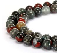 HAAMIIQII 60 perlas naturales de piedra de sangre africana de 6 mm joyas redondas de perlas de piedra de piedra suelta para hacer collar de pulsera DIY