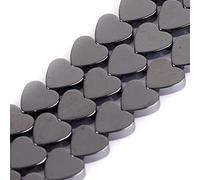 HAAMIIQII 70 piedras preciosas sueltas de Hematita negra natural de 6 mm, perlas en forma de corazón, perlas de de curación, joyas de pulsera caseras