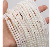 HAAMIIQII 70 piezas 5.5mm Cuentas de concha blanca natural, cuentas sueltas redondas de piedras preciosas para hacer joyas, pulseras y collares de bricolaje