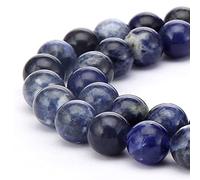 HAAMIIQII - Cuentas redondas sueltas de sodalita azul natural de 10mm (25/64 pulgadas), cuentas para fabricación de joyas, 35 cuentas en 1 cuerda de 38 cm