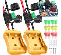 HAAMNING7 2 piezas Adaptador de rueda de potencia para Dewalt 20V 18V batería, convertidor de potencia para DIY trabajo luz RC camión coche, con 12AWG cable arnés interruptor y fusible