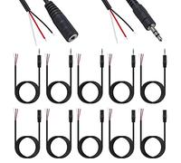 HAAMNING7 3.5mm Jack to Bare Wire Open End TRS 3 Pole Stereo, Female & Male Plug 1/8" 3.5mm Jack Plug Connector Audio Cable for Headphone, Speaker, Home Stereo, Cable Repair (10 Pcs)