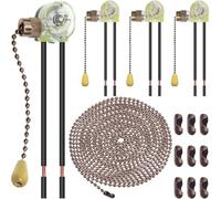 HAAMNING7 4 interruptores de luz para ventilador de techo, interruptor de encendido y apagado SPST de dos cables con cable de cadena de repuesto para lámpara de pared, ventilador, lámpara de mesa