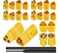 HAAMNING7 6 pares de conectores MT60 para ESC RC a motor, 3 polos, macho-hembra, tipo bala, de 3,5 mm, con funda termorretráctil para baterías RC, baterías de litio Lipo