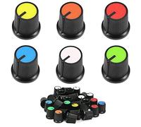 HAAMNING7 60pcs Potentiometer Control Knob 6mm Knurled Shaft Hole Potentiometer Volume Control Rotary Knob Cap 13x17mm Color White, Blue, Red, Yellow, Green, Orange