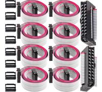 HAAMNING7 8 cables planos de 20 pines con conectores IDC, paso de 2,54 mm, cable de datos hembra-hembra 28 AWG con 8 conectores FC-20P para placa base, 30 cm/11,81 pulgadas